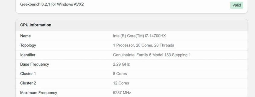 Descubre el sorprendente Intel Core i7-14700HX con 20 núcleos: ¡Supera al potente Core i9-13980HX!