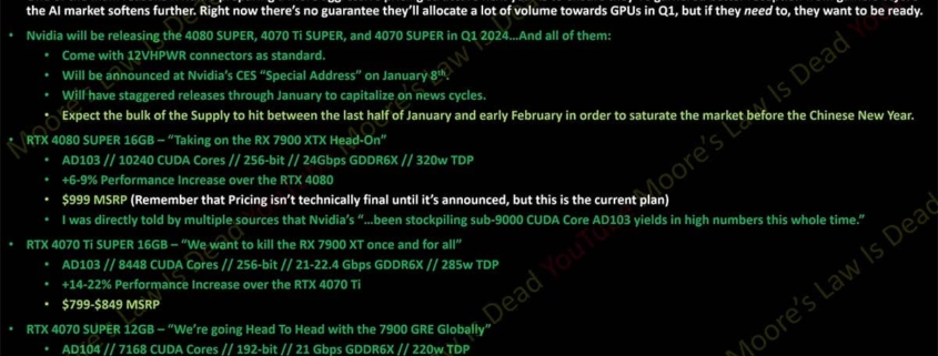 NVIDIA RTX 4080 SUPER, RTX 4070 Ti SUPER y RTX 4070 SUPER: ¡Descubre sus precios y rendimientos filtrados!